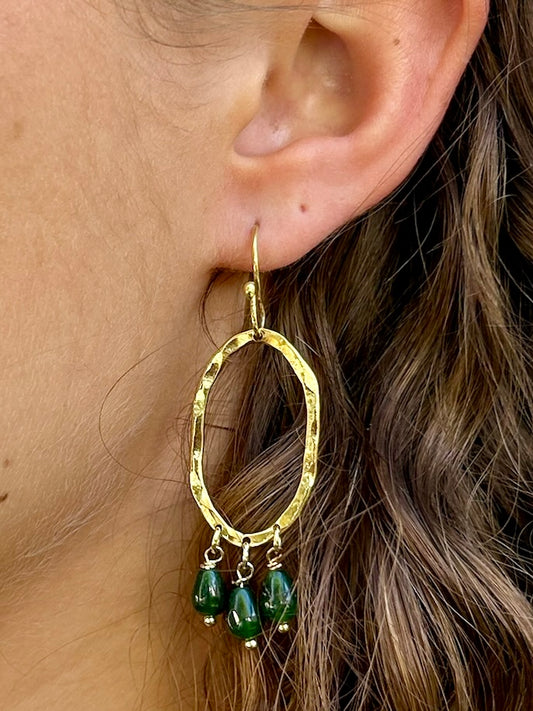 Isla Hammered Oval Drop Earrings