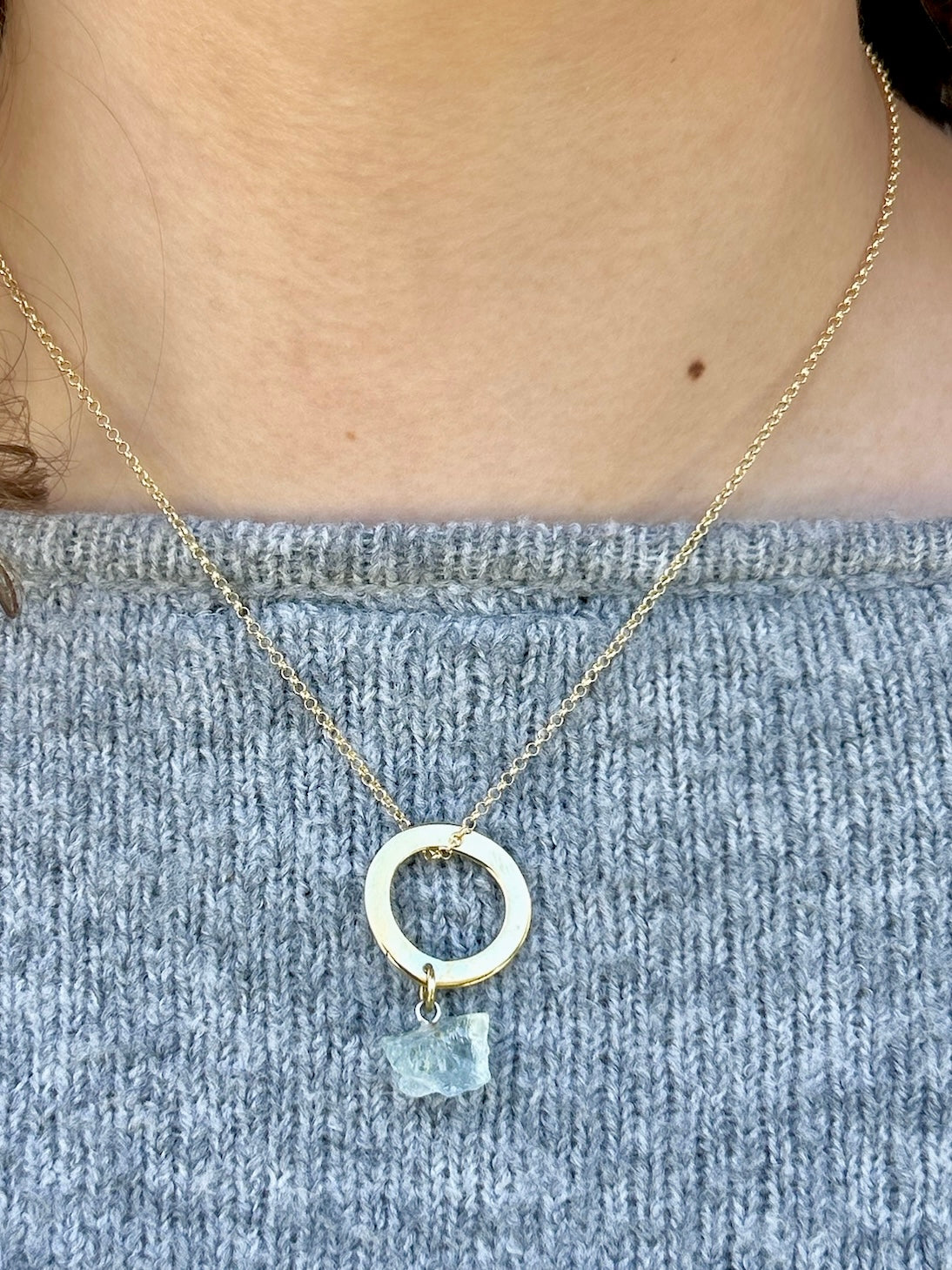 Raw Aquamarine Drop Pendant