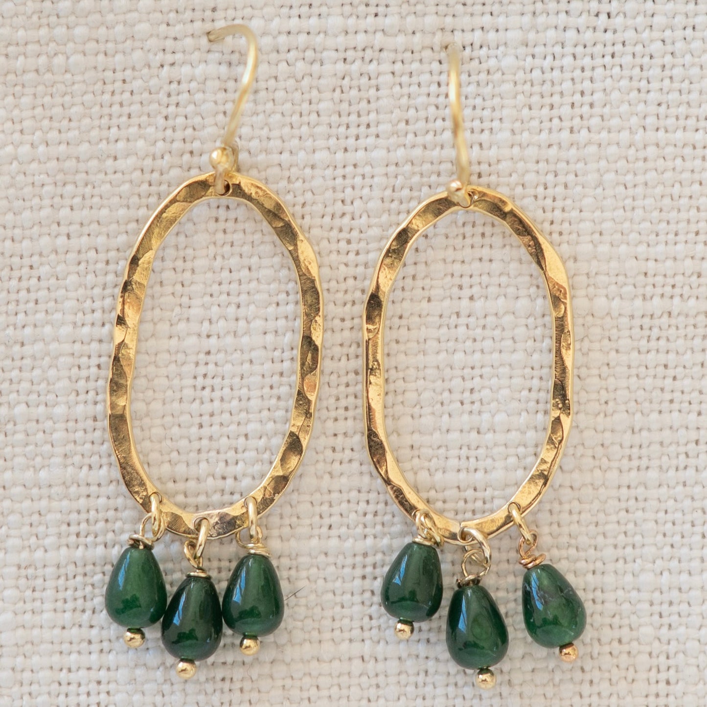 Isla Hammered Oval Drop Earrings