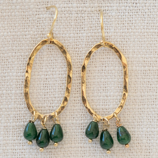 Isla Hammered Oval Drop Earrings