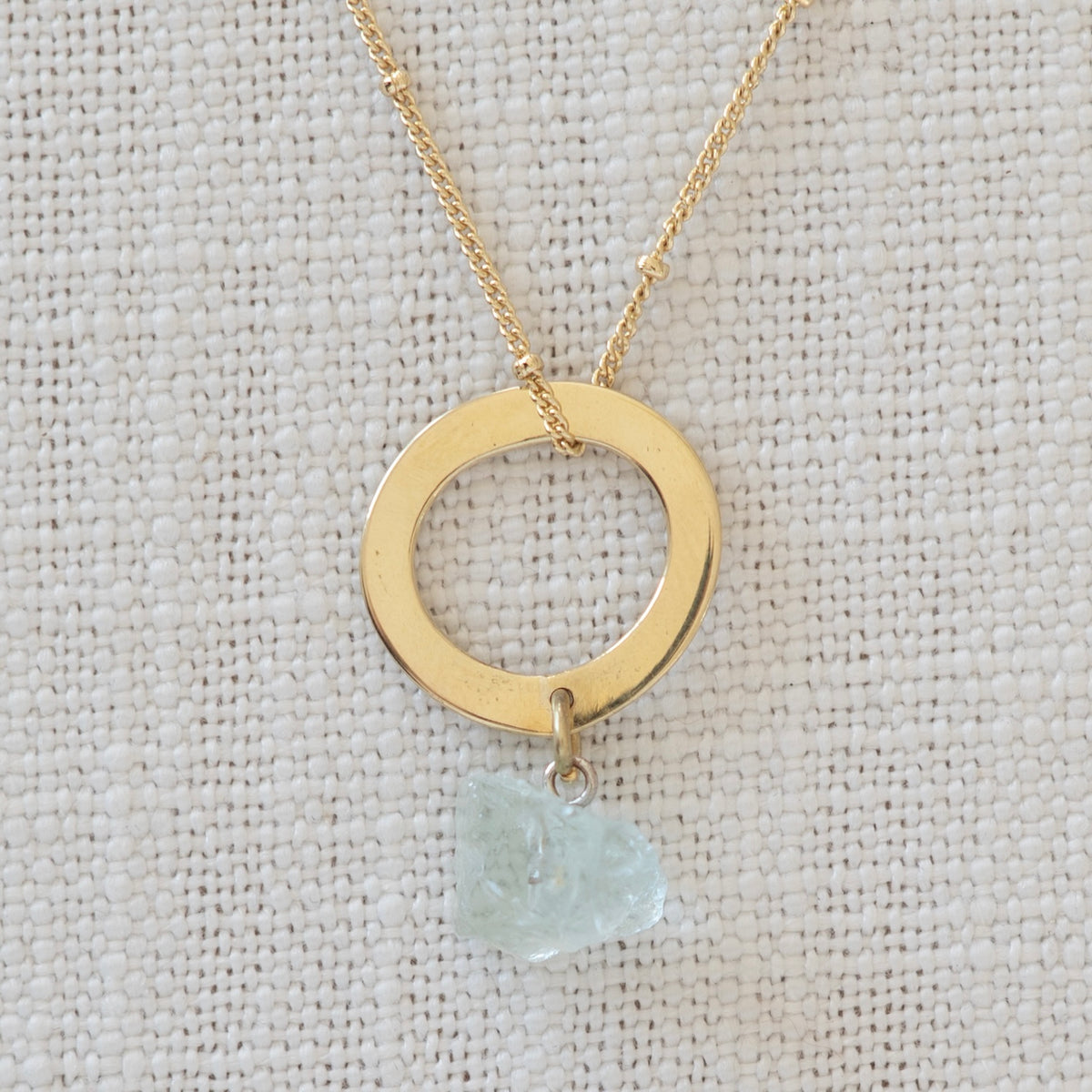 Raw Aquamarine Drop Pendant